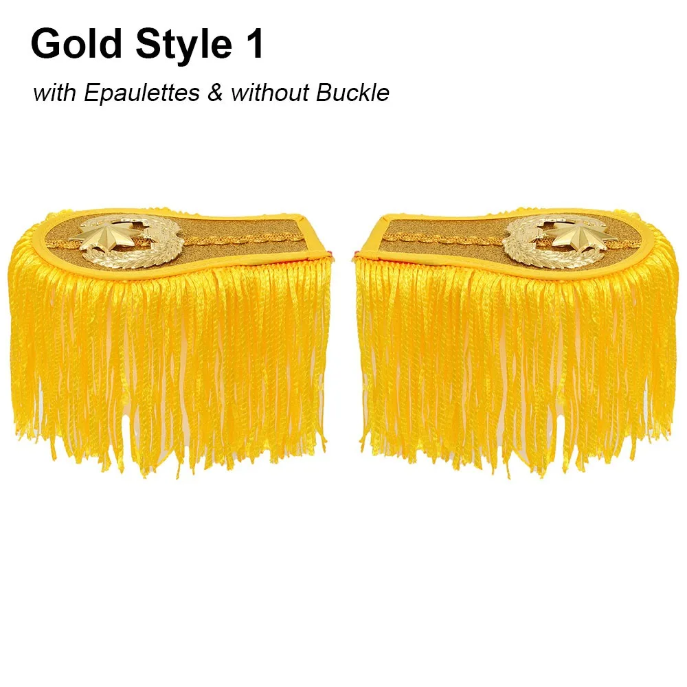 1Pair Multipurpose Shoulder Pad Epaulettes Colorful Brooch Board Tassel Fringe Epaulets With Buckle Jackets Overcoats Epaulett