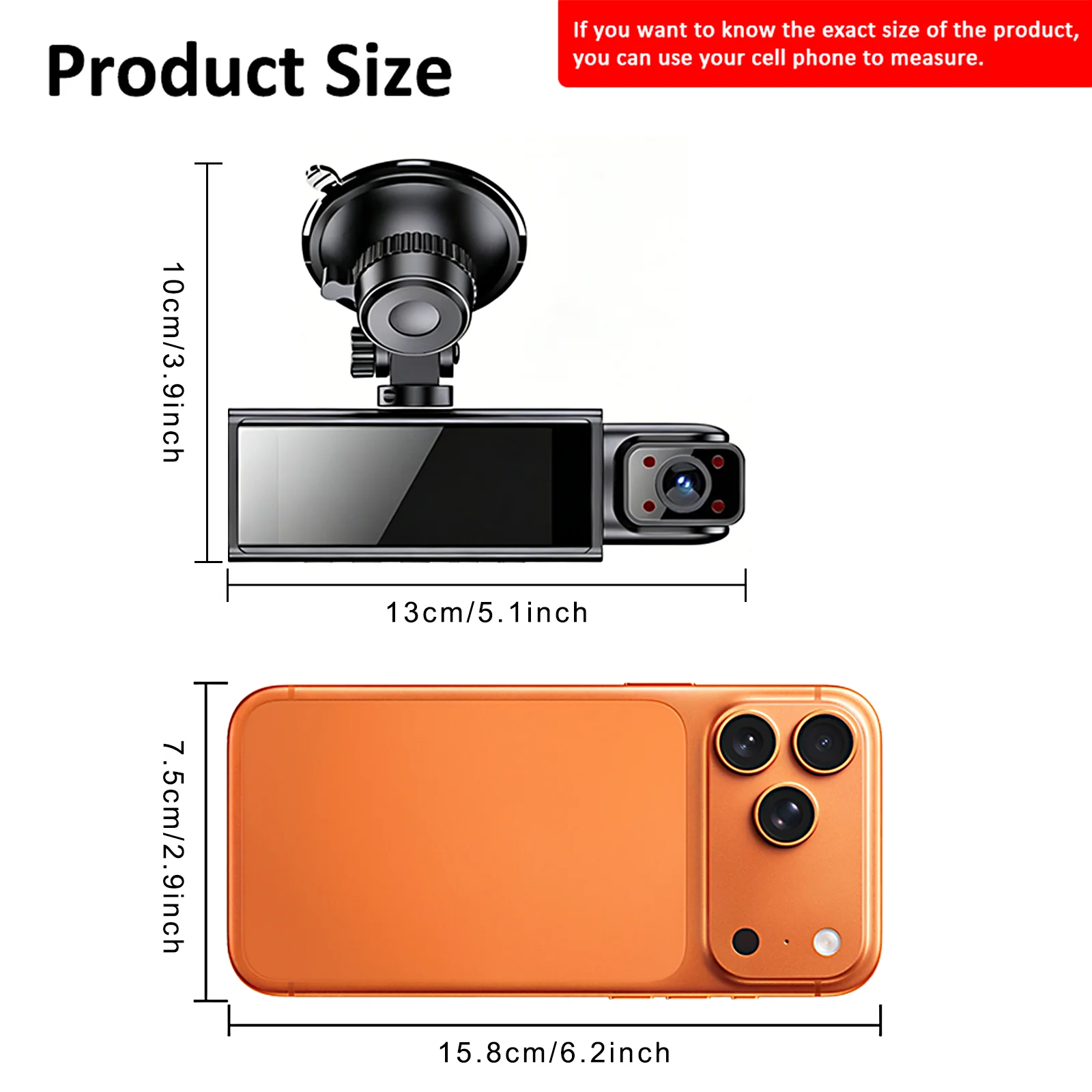 Dual Dash Cam Front 1080P Inside 720P, Night Vision Wide Angle 24H Parking Monitor, Loop Recording G-Sensor Car Accessory Gift
