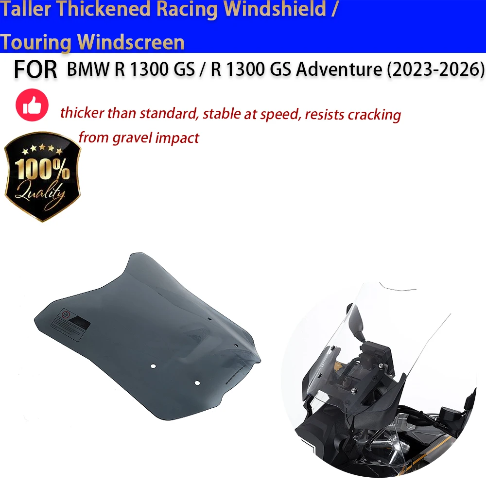 For BMW R1300GS Taller Windshield 49-50cm Thickened 5mm Anti-Buffeting Touring Clear Smoked No-Drill Accesorios Moto