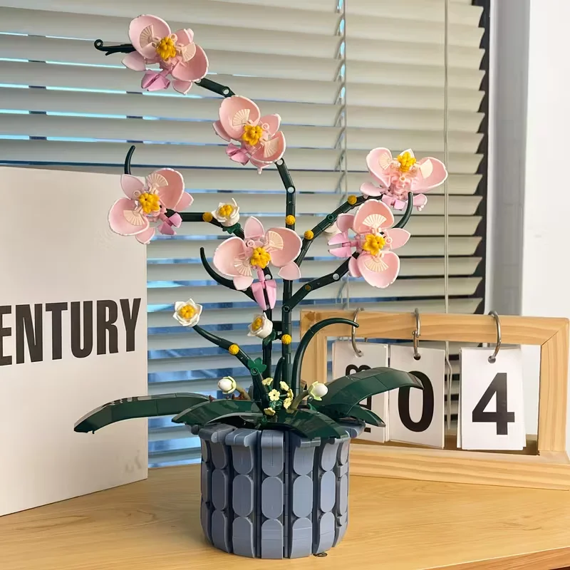 Bloques de Construcción de Orquídeas Rosadas, Elegantes Orquídeas Phalaenopsis Simbolizan la Llegada de la Felicidad, Creando una Impresionante Escena Floral para Decorar tu Mundo Para colocar en casa, no solo son estéticamente atractivos, sino que tambié