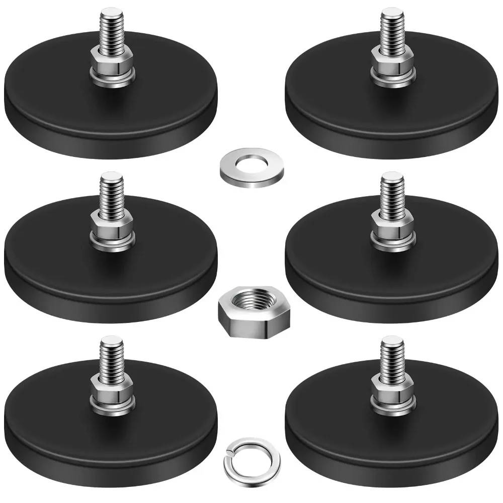 Base Magnética C43 com Revestimento de Borracha e Rosca Preta, com Parafusos e Porcas Correspondentes para Ferramentas de Hardware de Câmeras e Iluminação