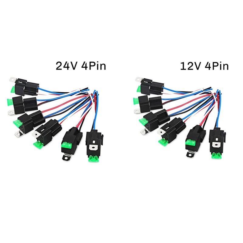 6PCS Copper Terminal Auto Relay 30A Fused On/Off Car Motor Relay With Holder Socket On/Off Fused Relay 4PIN