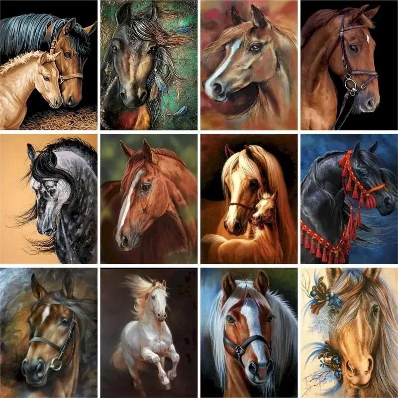 

113523 40x50cm Paint By Numbers Horse DIY Painting By Numbers On Canvas Animals Frameless Digital Hand Painting Home Decor