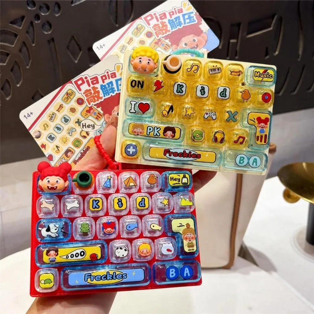 Durable 26-key Stress Relief Decompression Clear Key Sounds Portable Press Button Gifts Keychain Keyboard Bag Ornament