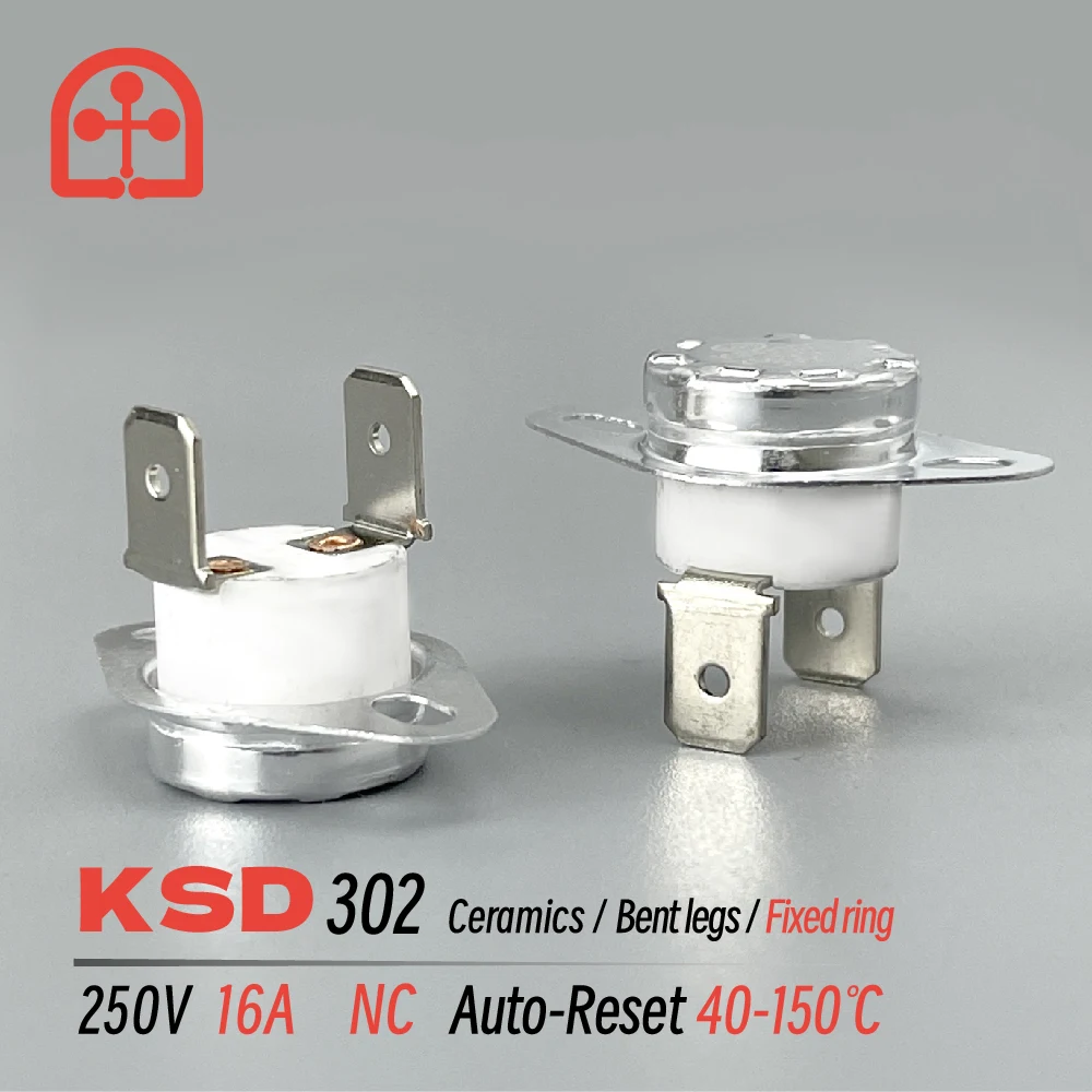 

KSD302 16A 250V 40C 55C 150C Degrees Celsius Ceramics Normally Closed Temperature Control Switches
