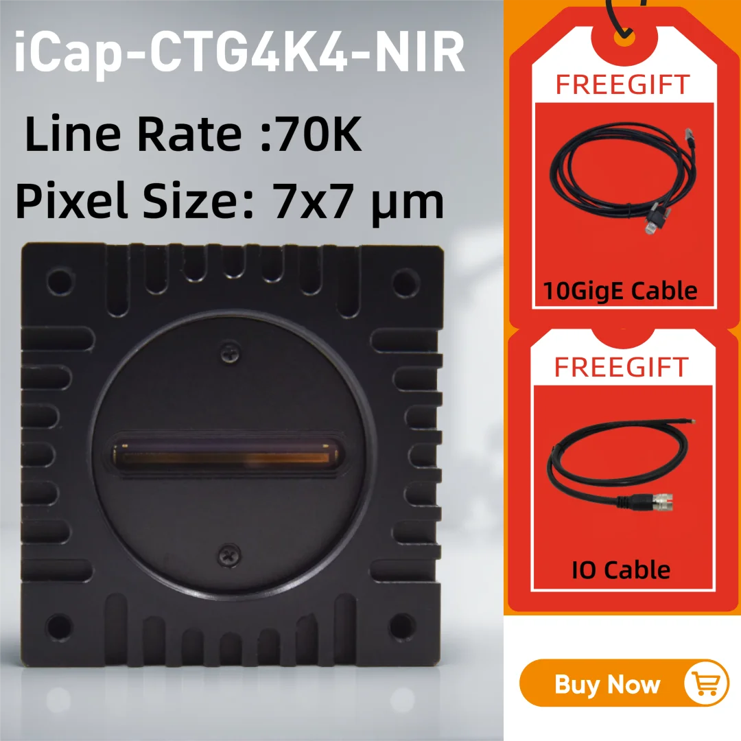 4K@70KHz Spectral 10GigE 1120MB/S Industrial RGB NIR Camera Global Shutter For Product Packaging Inspection