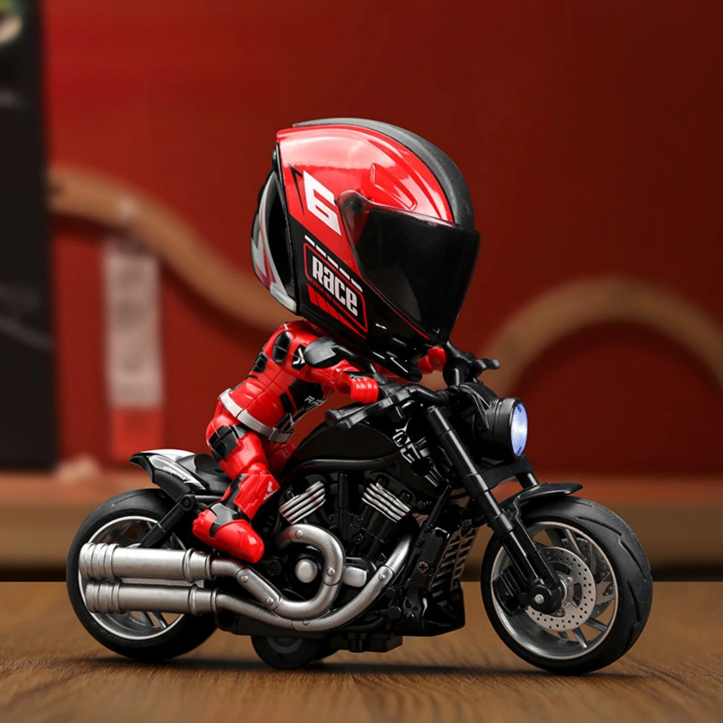 Alloy Motorcycle Rider Deformation Robot Toy Locomotive Helmet Doll Doll Model Ornament Boys Gift