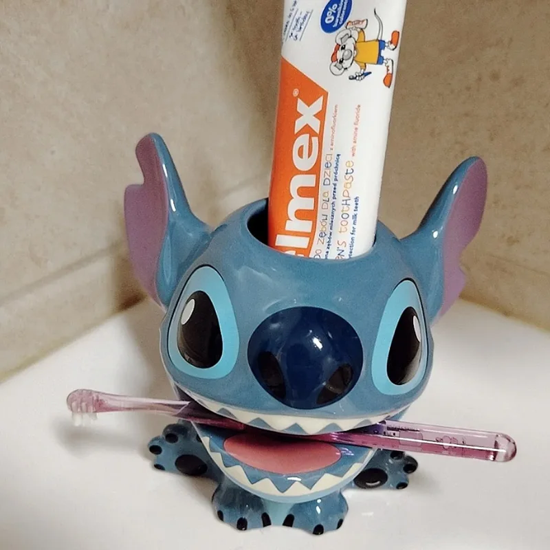 Kawaii Disney Lilo And Stitch Action Figures Toys Stitch Ceramic Cup Lid And Cup Set Anime Cartoon Model Doll Gift For Children