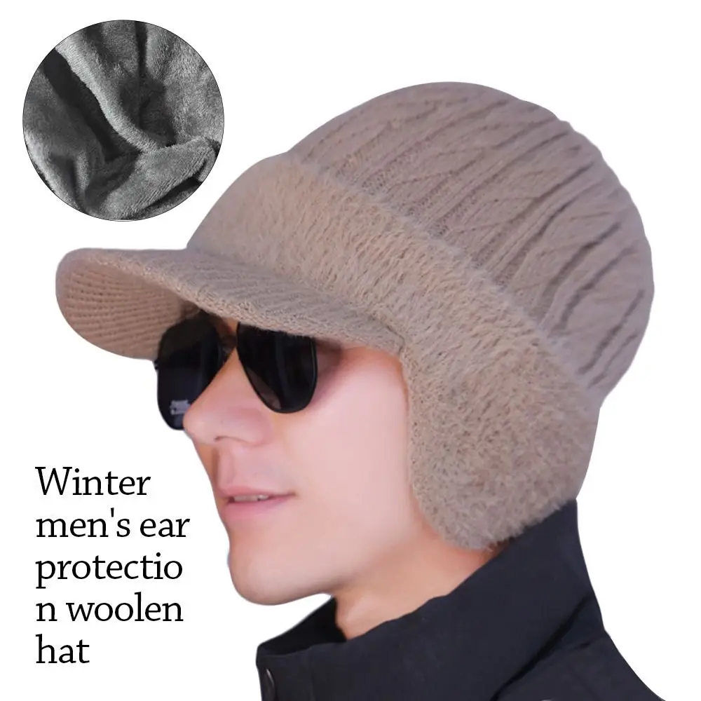 

Outdoors Warm Men Knitted Hat Thick Ear Protection Winter Hat Casual Windproof Cycling Hat