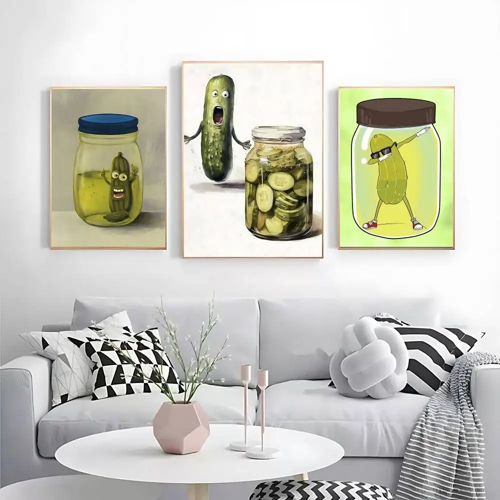 Funny Pickled Cucumber Cartoon Poster Kraft Club Bar Paper Vintage Posters Wall Art Painting Bedroom Study Stickers