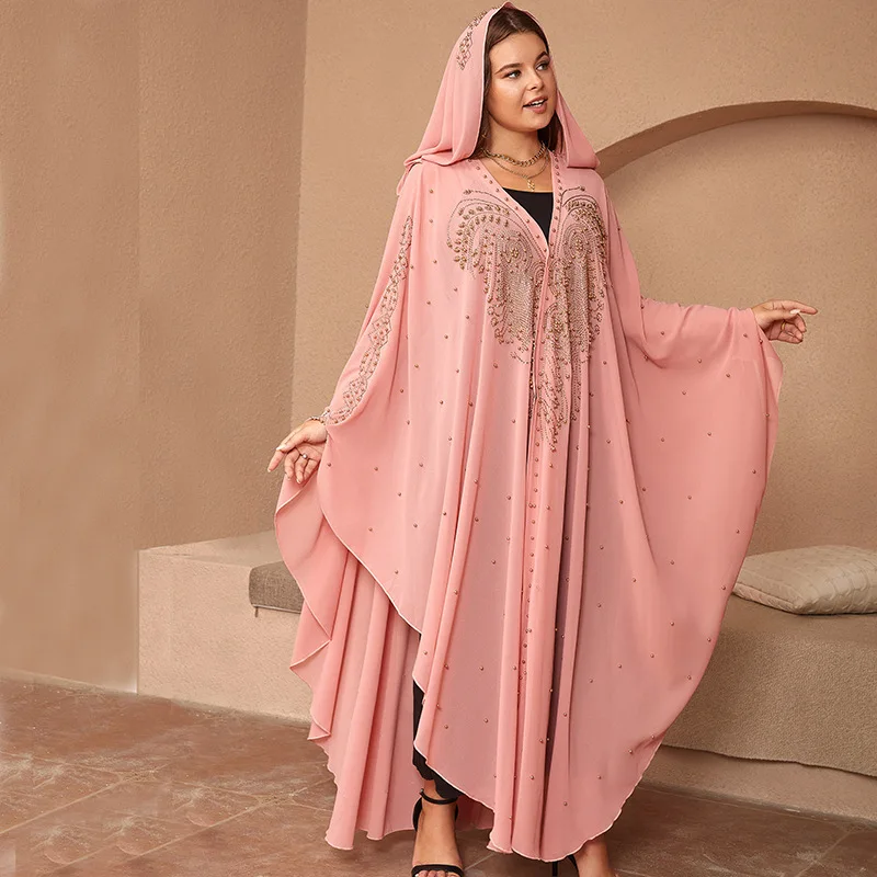 Women Eid Muslim Abaya Arab Dubai Africa Solid Diamonds Long Robe Casual Kaftan Islam Abayas Morocco Modest Loose Hooded