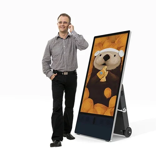 

Portable 55 inch removable Wheel floor stand screen advertising display digital AD equipment With the sound