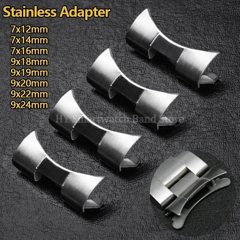 12mm 14mm 16mm 18mm 19mm 20mm 22/24mm Stainless Steel Band Adapter for Rolex for Seiko Curved End Connector Link Strap Accessory