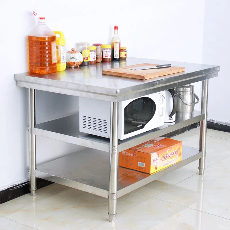 منضدة مطبخ سميكة وموسعة من ثلاث طبقات من الفولاذ المقاوم للصدأ للمطاعم والفنادق ووحدة تحكم عملية الطبخ التجارية