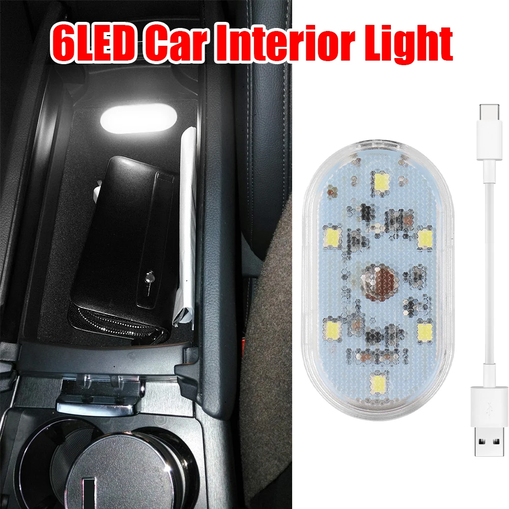 Ceiling Lamp Night Hand Touch Light Car Interior Lights 5V 6LED Indoor Car Lighting Car Roof Magnets Reading Lamp Reading Light