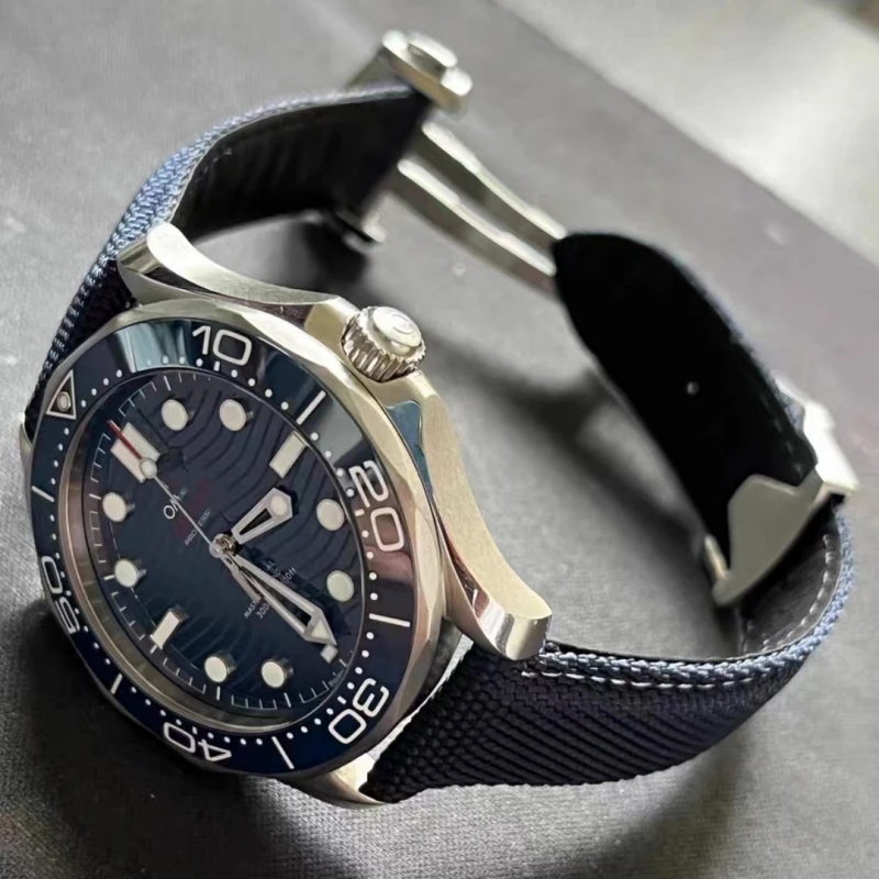 

Nylon Canvas Watchband Cow Leather Watch Strap for Omega Seamaster Speedmaster 300 310 AT150 19mm 20mm 21mm 22mm Bracelet Clasp