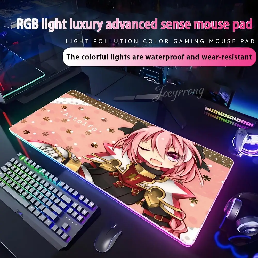 

Fate Apocrypha Astolfo Mouse Pad RGB Mouse Pad Extended Gaming Keyboard Seven Colors LED Mats Large 1000x500mm XXL Gamer