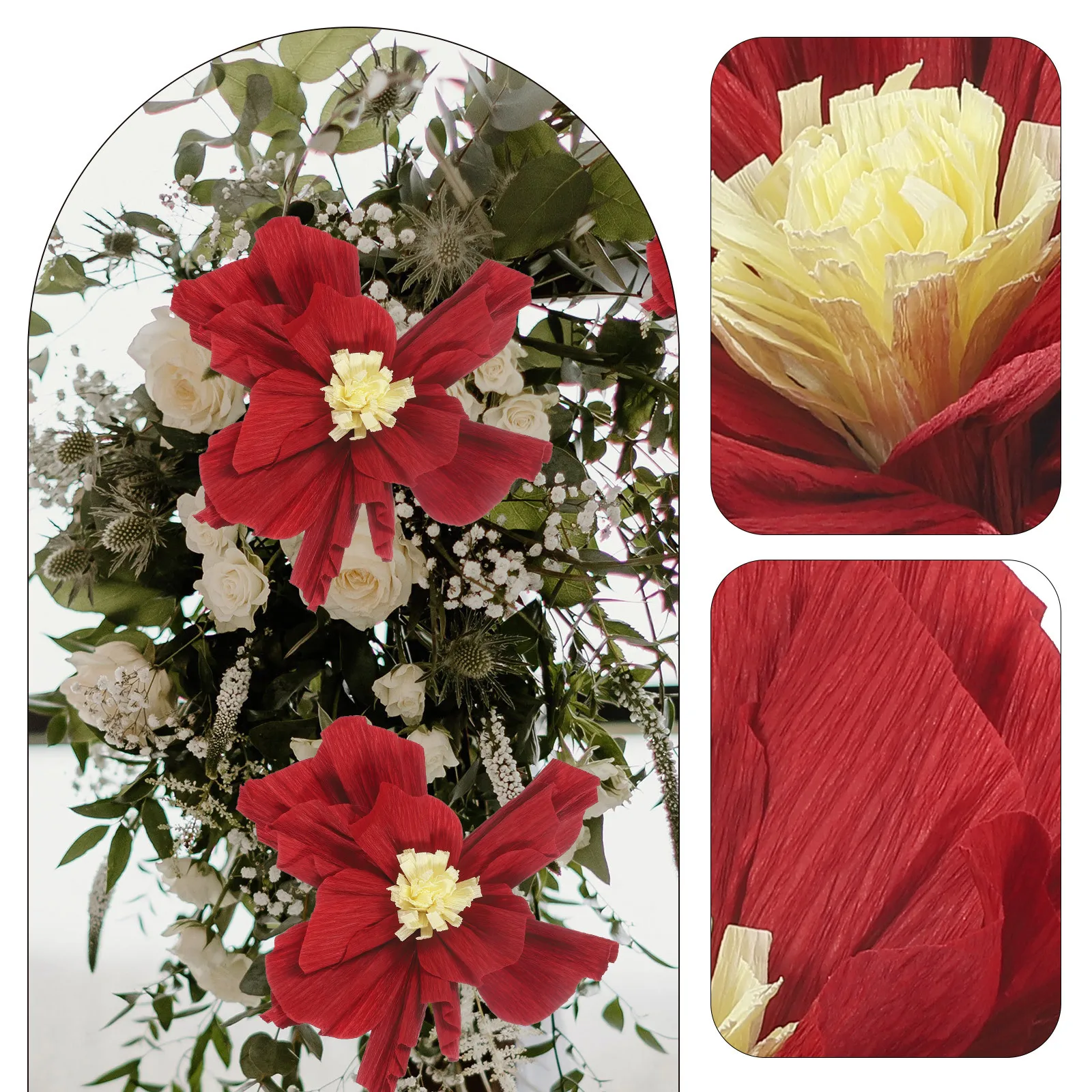 

10pcs Decorative Paper Flowers Bundle Large Flower Decor For Birthday Wedding Party Home Diy Wall Hanging Adornment