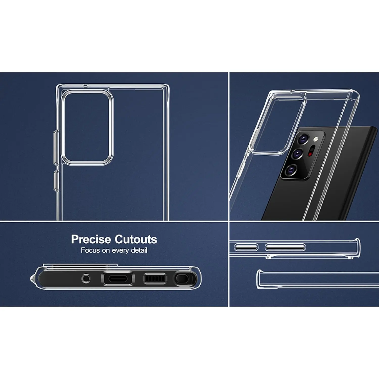 Für Samsung Galaxy Note20 Ultra/Note 20/Note10+/Note10 Hülle, kristallklar, hart, weich, TPU, stoßfest, schützend – transparent – Detail 8