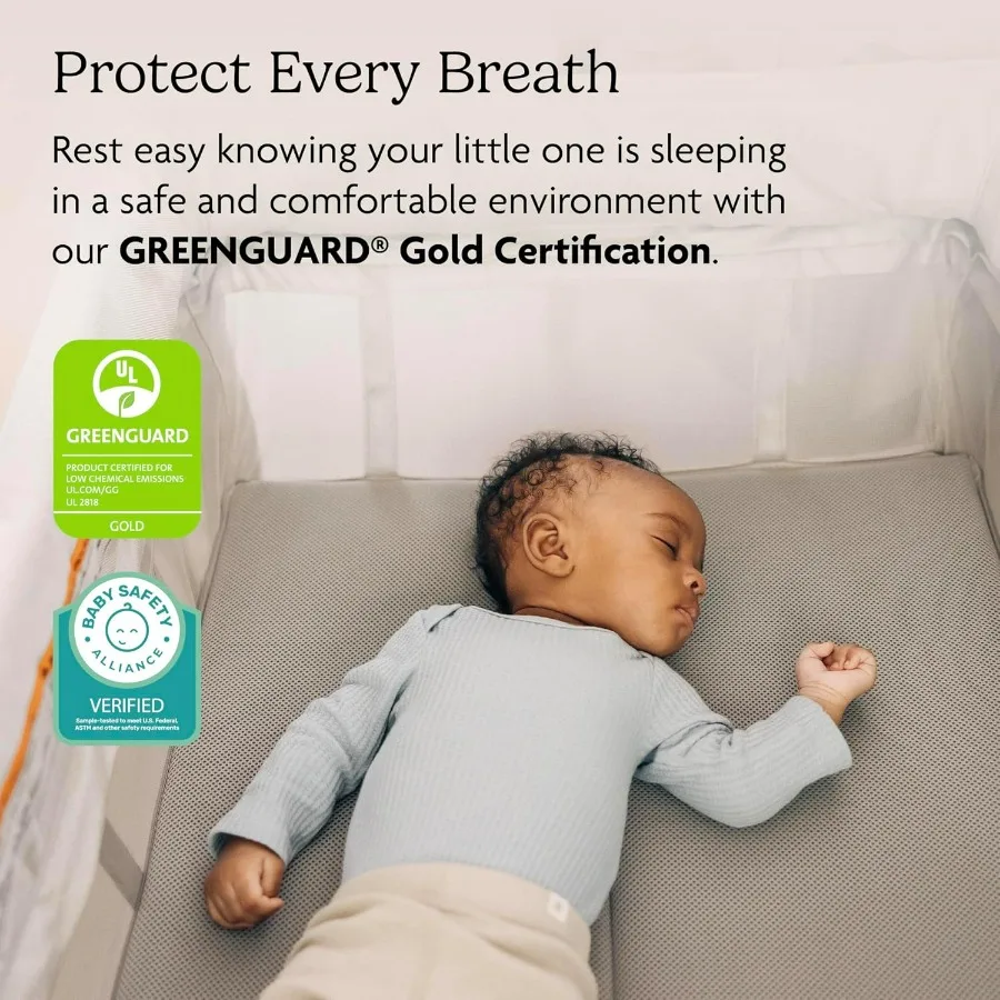 Remi Playard Deluxe 3in1 Portable Playard Bedside Bassinet + Travel Crib Mesh Bassinet Mattress Organic Cotton Mattress Cover +