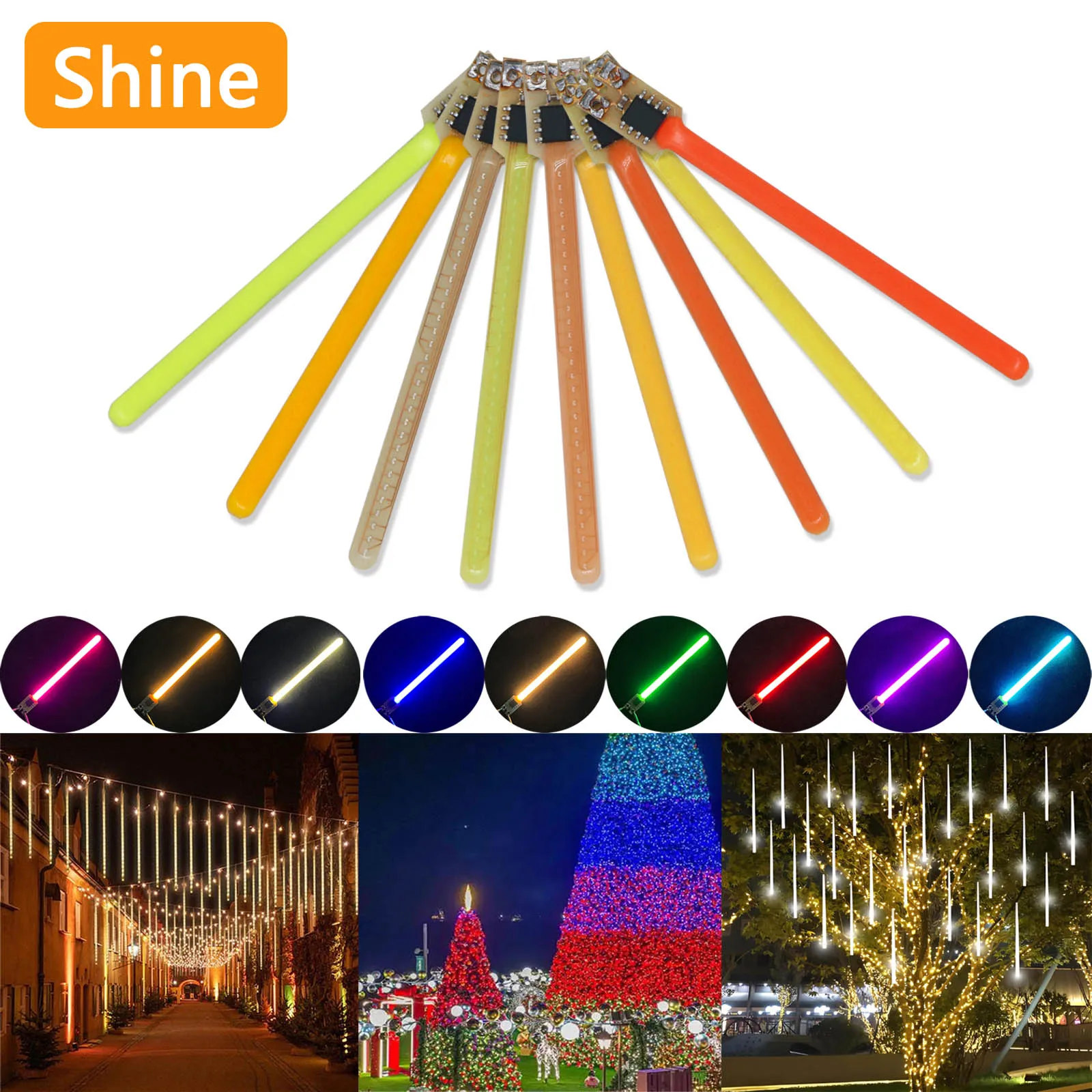 10-100PCS 70mm LED COB Meteor Shower Flow Light With 5 Modes LED Filament 3-5V Diode Incandescent Light Accessories Decorative