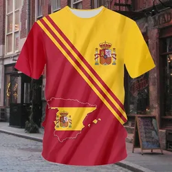 Summer Men 3D Print Spain National Flag T Shirt Spanish Emblem Football Jersey Men Soccer Tshirt Top Tee Shirts Reino de España