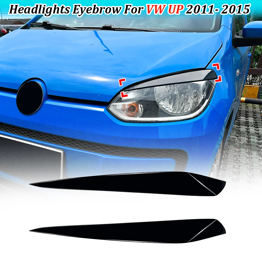 

2pcs Car Headlight Eyebrow Eyelid Cover Trim For VW UP 2011- 2015 Eye-catching Sticker Headlight Evil Eyebrows Eyelids