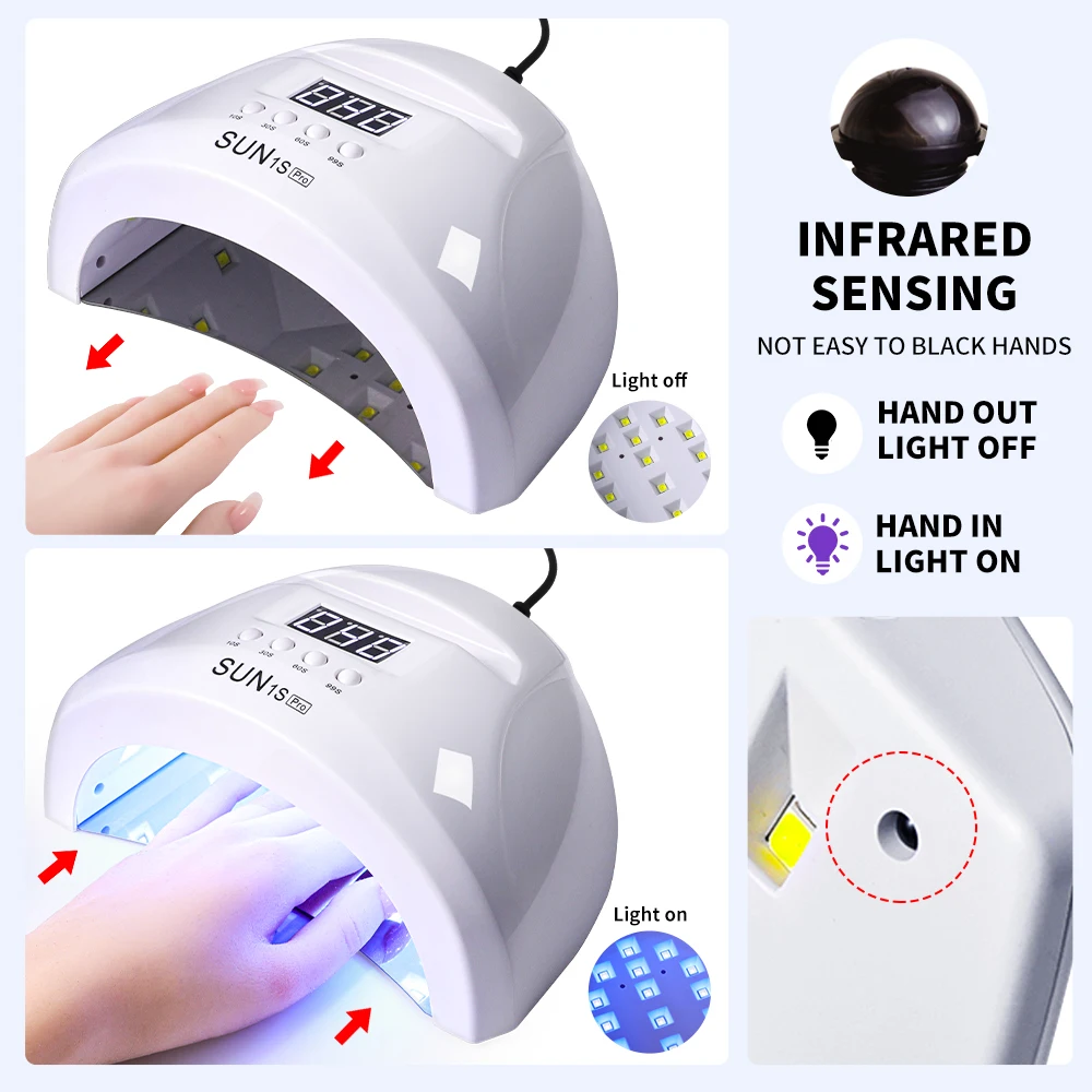 Limegirl 30 leds lâmpada secadora uv para unhas gel uv esmalte secagem 48w máquina de fototerapia de unhas ferramenta de manicure equipamento de salão de beleza