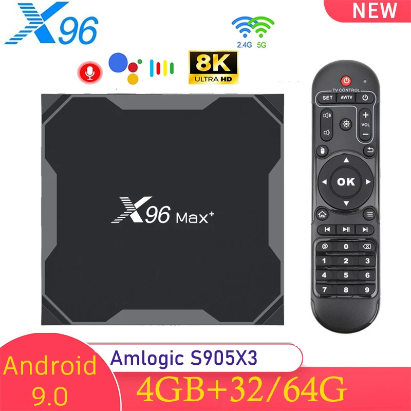 X96 Max Plus Mini Android TV Box con Chip Amlogic S905X3, Android 9, WiFi Dual, BT, 8K HDR, Reproductor Multimedia para el Hogar