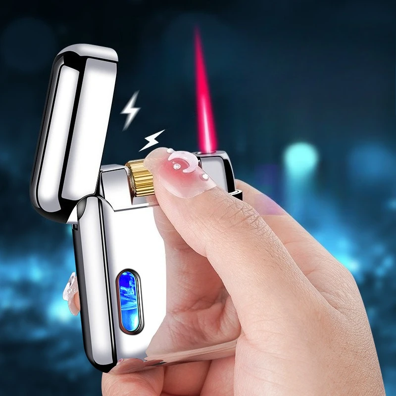 

Новая крутая роликовая электронная индукционная зажигалка Langsheng, металлическая ветрозащитная надувная зажигалка, аксессуары для курения