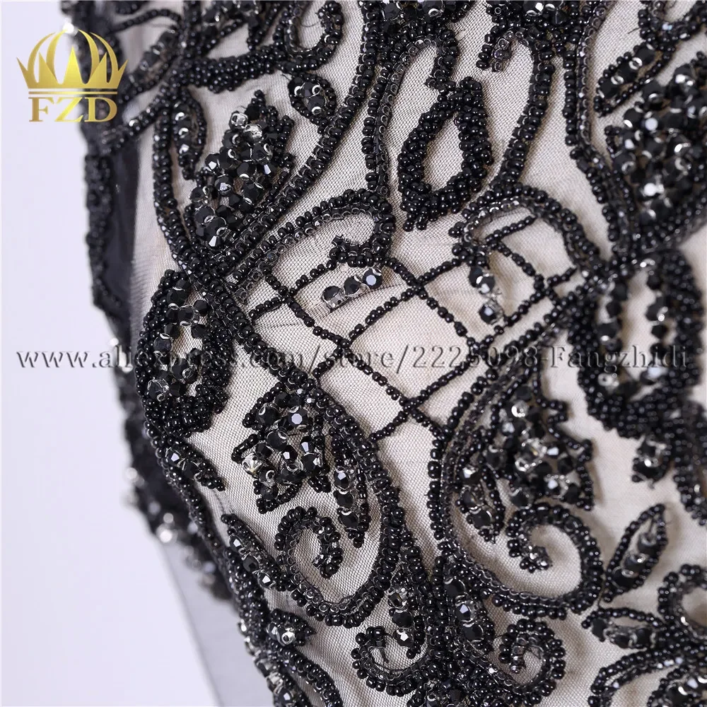 Imagem -03 - Fzd Peça Elegante Preto Manchas de Pedra e Strass para Vestidos de Casamento de Cristal Corpete de Noiva Faça Você Mesmo Acessórios Decorativos