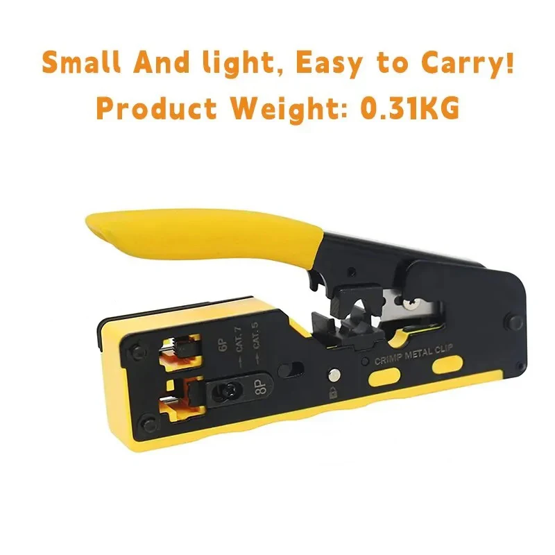 RJ45 Crimping Tool Wire Stripping Cutting Vertical Crimping Network Cable Pliers With Through-hole Cat7 Cat6 Cat5 8P6P Pliers