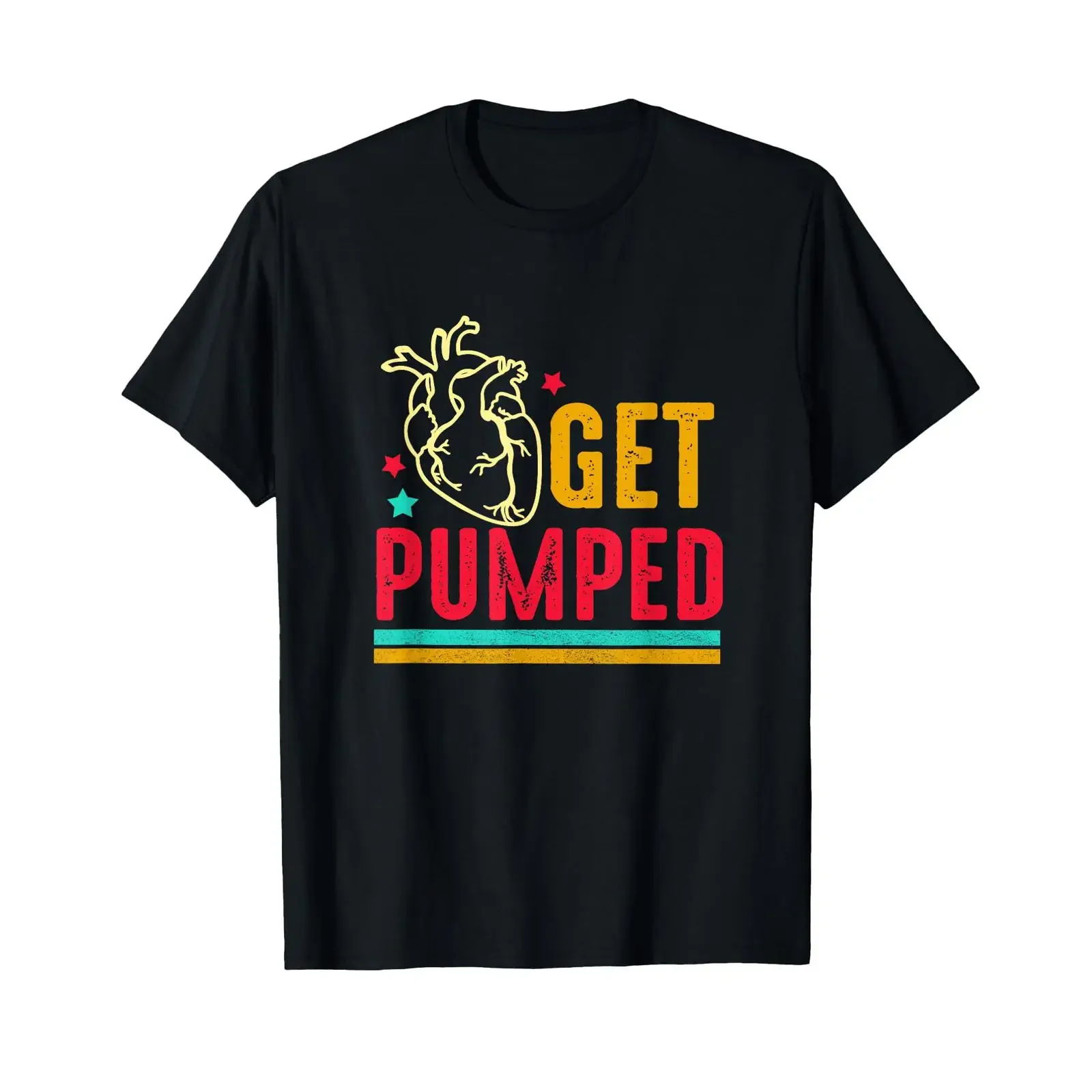 Gets Pumped Funny ER Cardiac Nurse ICU Heart Anatomical T Shirt vintage Washed Casual Unisex graphic streetwear Soft fashion