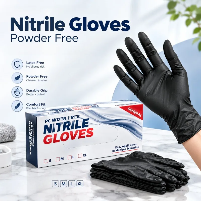 10/20/50PC Nitrile Gloves Black Disposable Powder-Free Latex Free Gloves for Household Cleaning Kitchen Food Handling Tasks