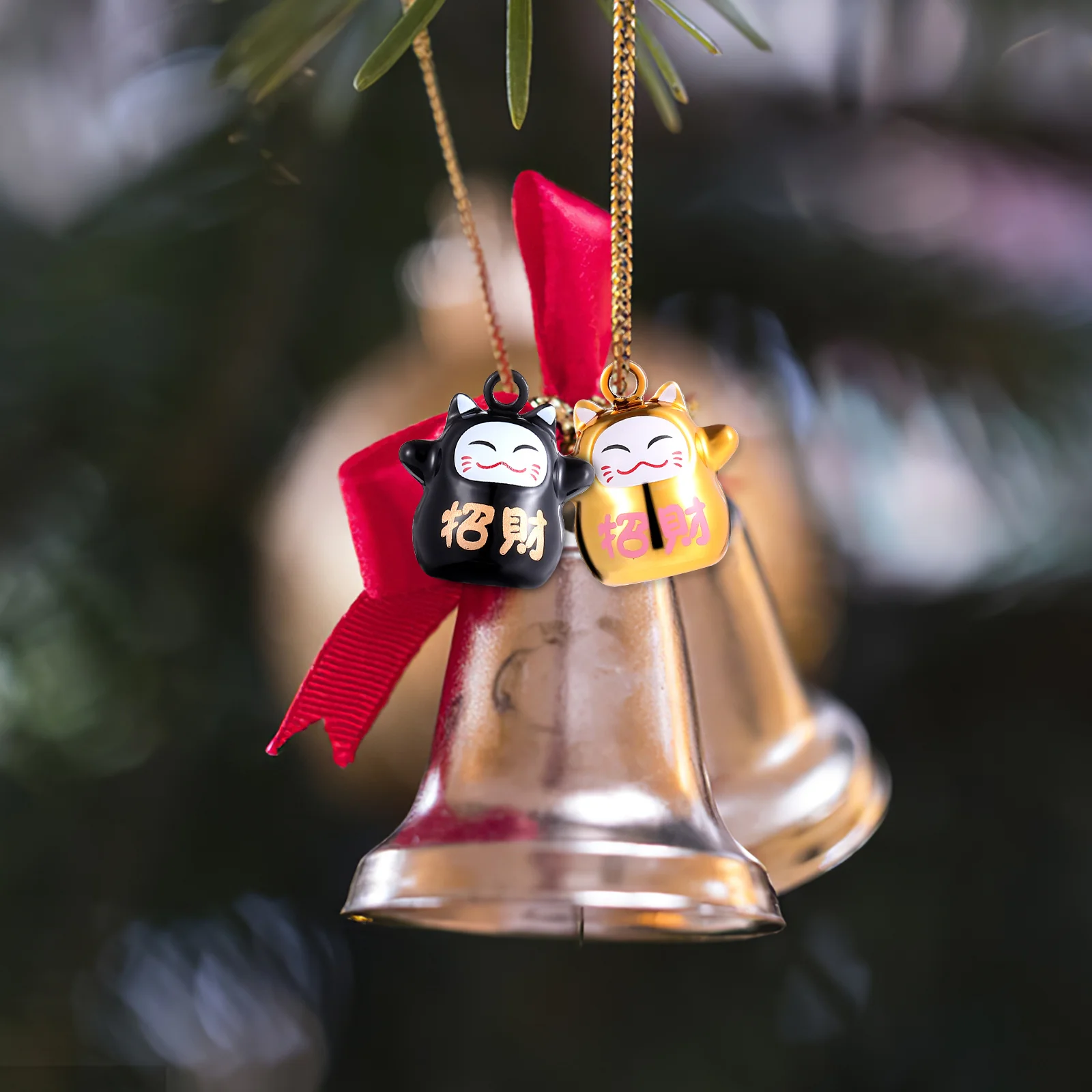 

18Pcs Japanese Cat Bell Charms Fortune Cat Shape Jingle Bells for DIY Crafts Pet Collars Keychains Jewelry Making