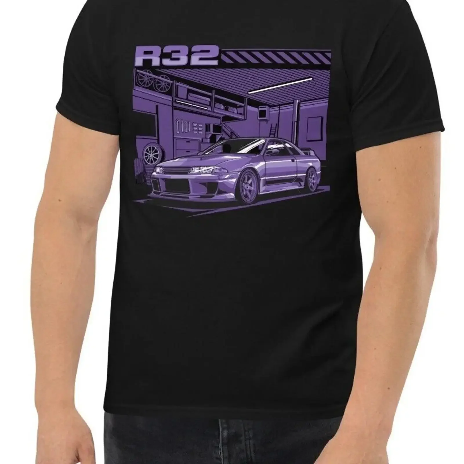 New JDM R32 Men's T Shirt S 3XL Assorted Colors vintage Washed streetwear Versatile Breathable designer clothes Soft Unisex