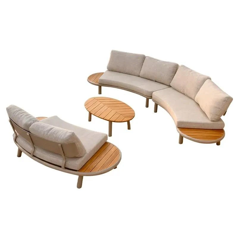 Modern aluminum garden sofa set with waterproof pads and rust-proof outdoor leisure furniture
