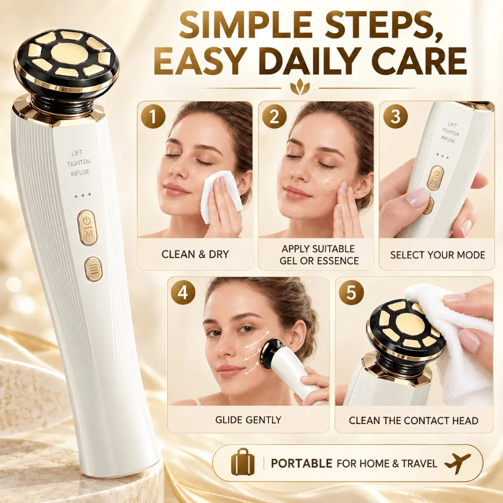 3 Mode Microcurrent Facial Device Red Light Face and Neck Beauty Massager USB Rechargeable Portable Skin Care Tool for Home Use view 5