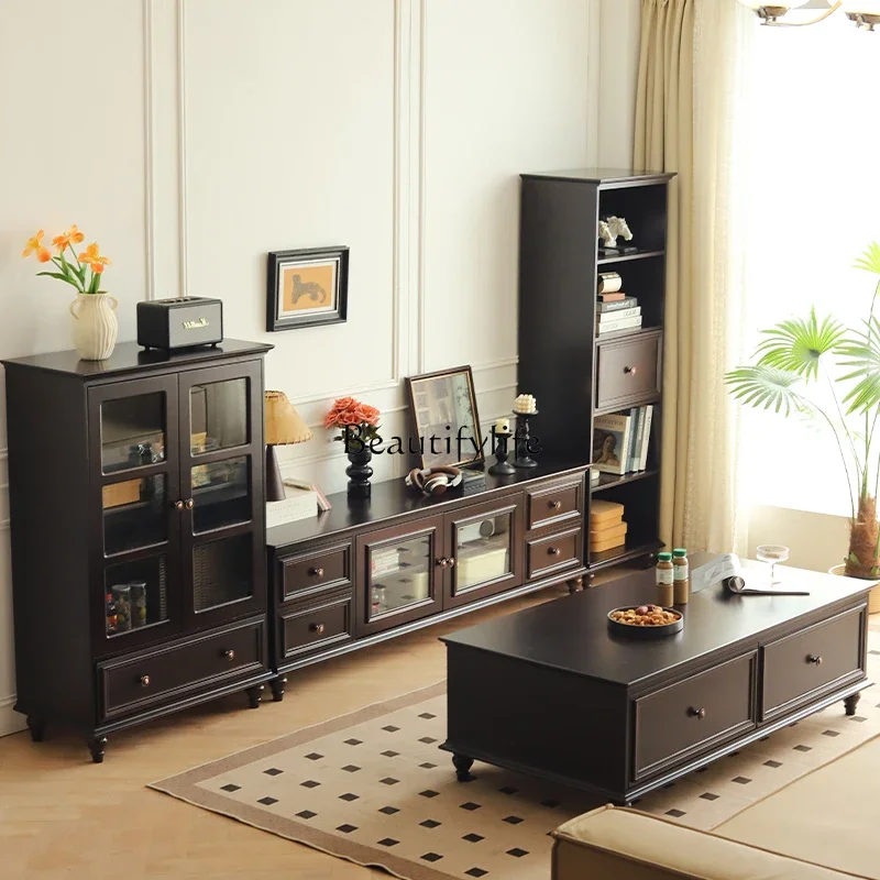 LXAll solid wood wine cabinet American walnut living room wall lockerSSS