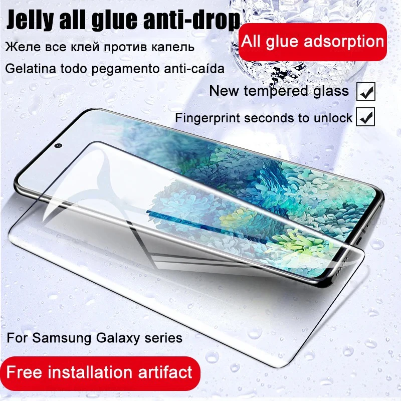 Entsperren Sie den Fingerabdruck ohne Loch, vollständig klebendes gehärtetes Glas für Samsung Galaxy S24 S23 S22 S21 S20 Plus Note 20 Ultra Displayschutzfolie – Detail 5