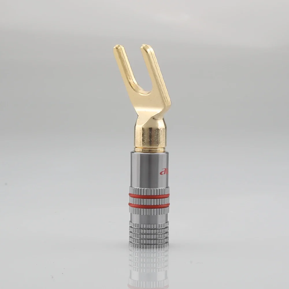 New Audiocarst BY839G Brass Gold-Plated spade plug Terminal Connector speaker cable Extension adapter Y plug Speaker Cable