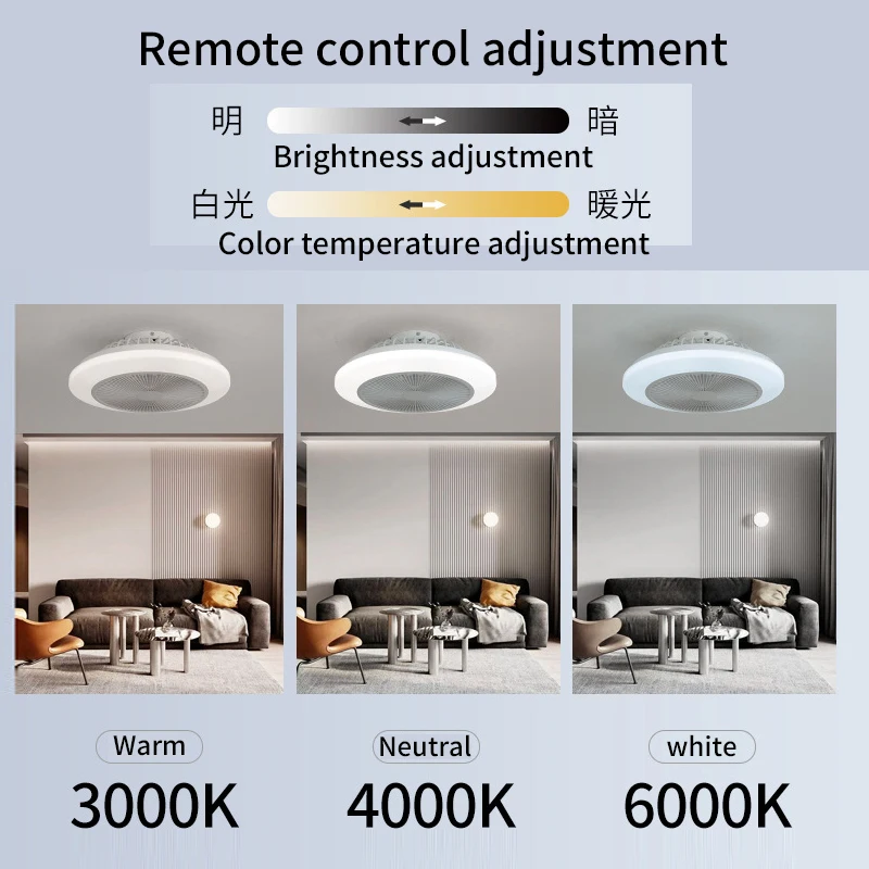 RGB Integrated Ceiling Fan Lights, Bedroom Ceiling Fan Lights, Living Room Dining Room Bedroom Decoration Ventilation Fan Lights