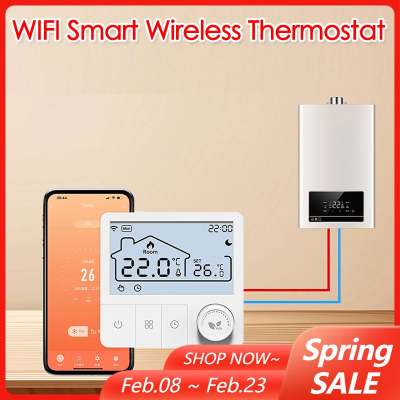 

Умный дом Tuya Wi-Fi термостат котел терморегулятор на батарейках для газового котла Smart Life работает с Alexa Google Home