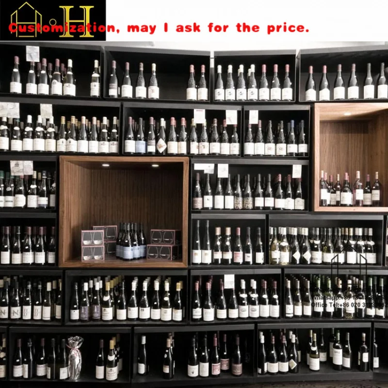custom.Alcohol Display Rack Wood Liquor Display Stand Shelf Wine Wall Cabinet Display Shelves Whisky Shop Fittings