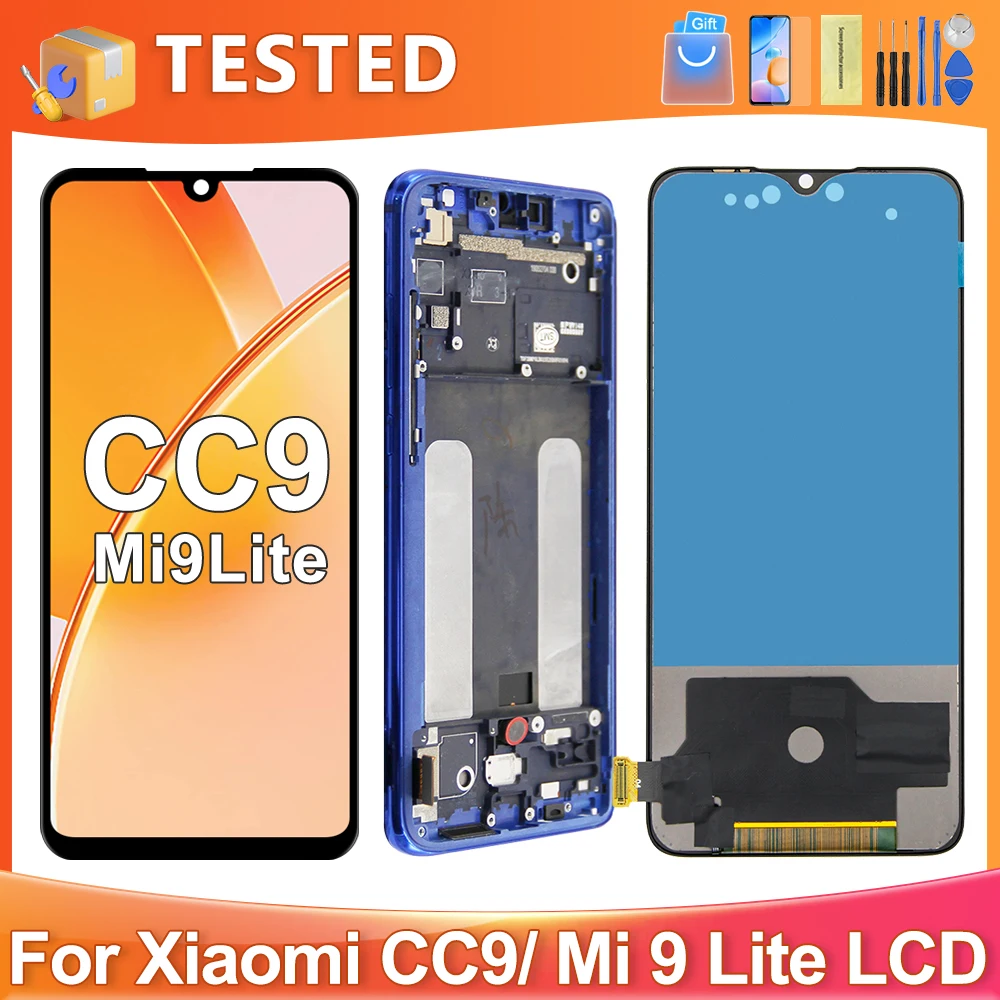 Tested For Xiaomi Mi CC9 For Xiaomi Mi 9 Lite M1904F3BG LCD Display Touch Screen Digitizer Assembly Replacement