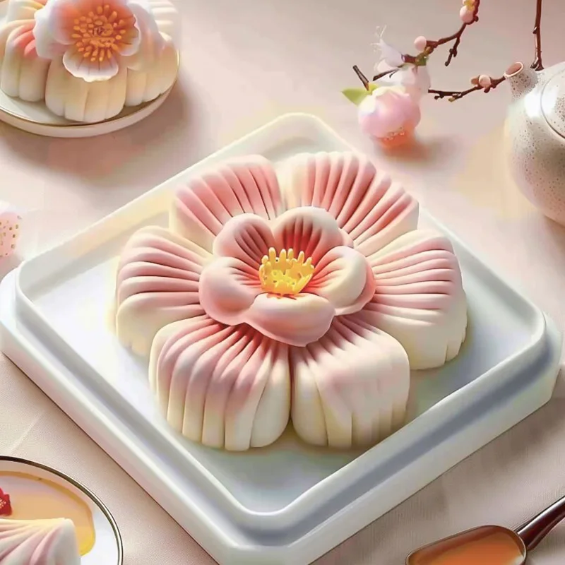 Cherry Blossom Peach Blossom Candle Silicone Mold Mousse Cake Dessert Pudding Baking Tools Handmade Gypsum Soap Candle Mold image 4