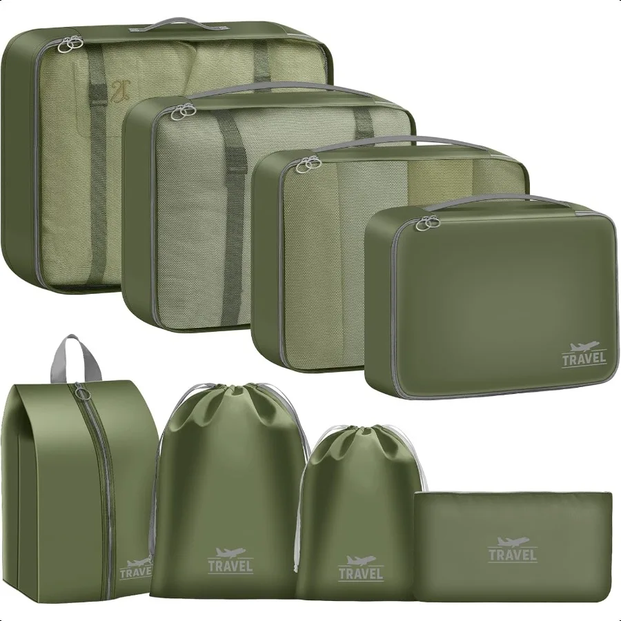 

Packing Cubes for Travel 8 Set Lage Organizer Bags for Family Mesh Breathable Packing Cubes for Suitcases Durable Travel ential