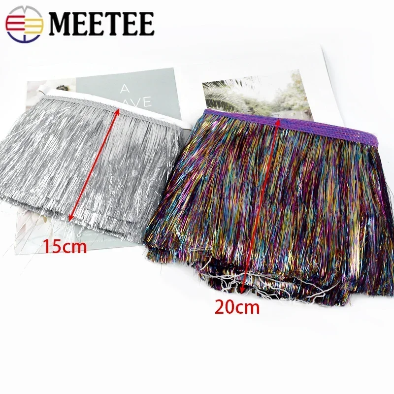 5/10M 10/15/20cm Colorful Brilliant Tassel Lace Glitter Fringe Latin Dress Stage Clothes Decor Ribbon DIY Sewing Accessories