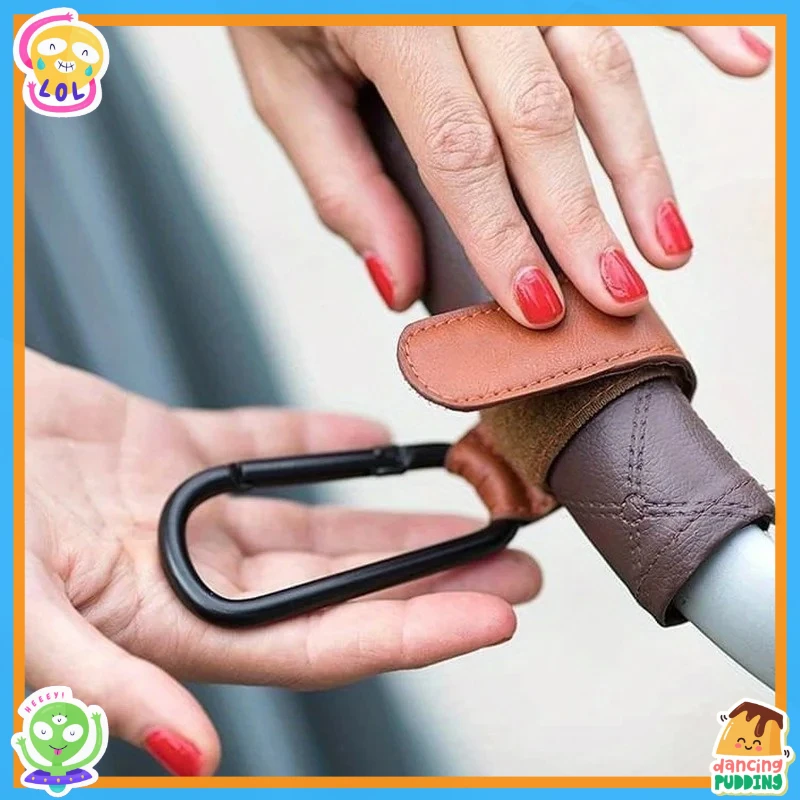 

2pcs PU Leather Baby Bag Stroller Hook Pram Rotate 360 Degree Rotatable Cart Organizer Pram Hook Stroller Accessories
