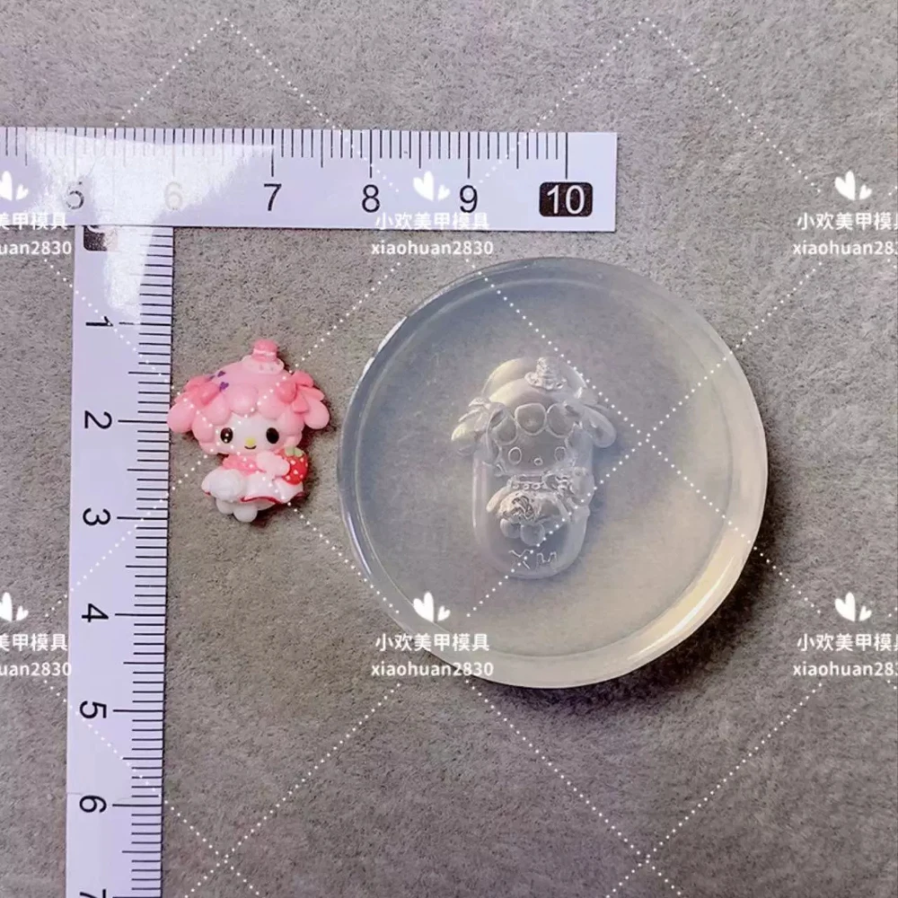 Creamy Dessert Sanrio Kuromi Mymelody Nails Mold Finished Product Ice Cream Diy Handwork Silica Gel Nails Repeated Use Mold Tool